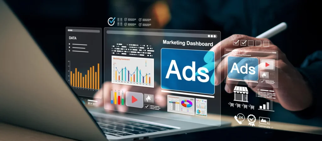 Advertising agency in California managing digital ads campaign through marketing analytics dashboard
